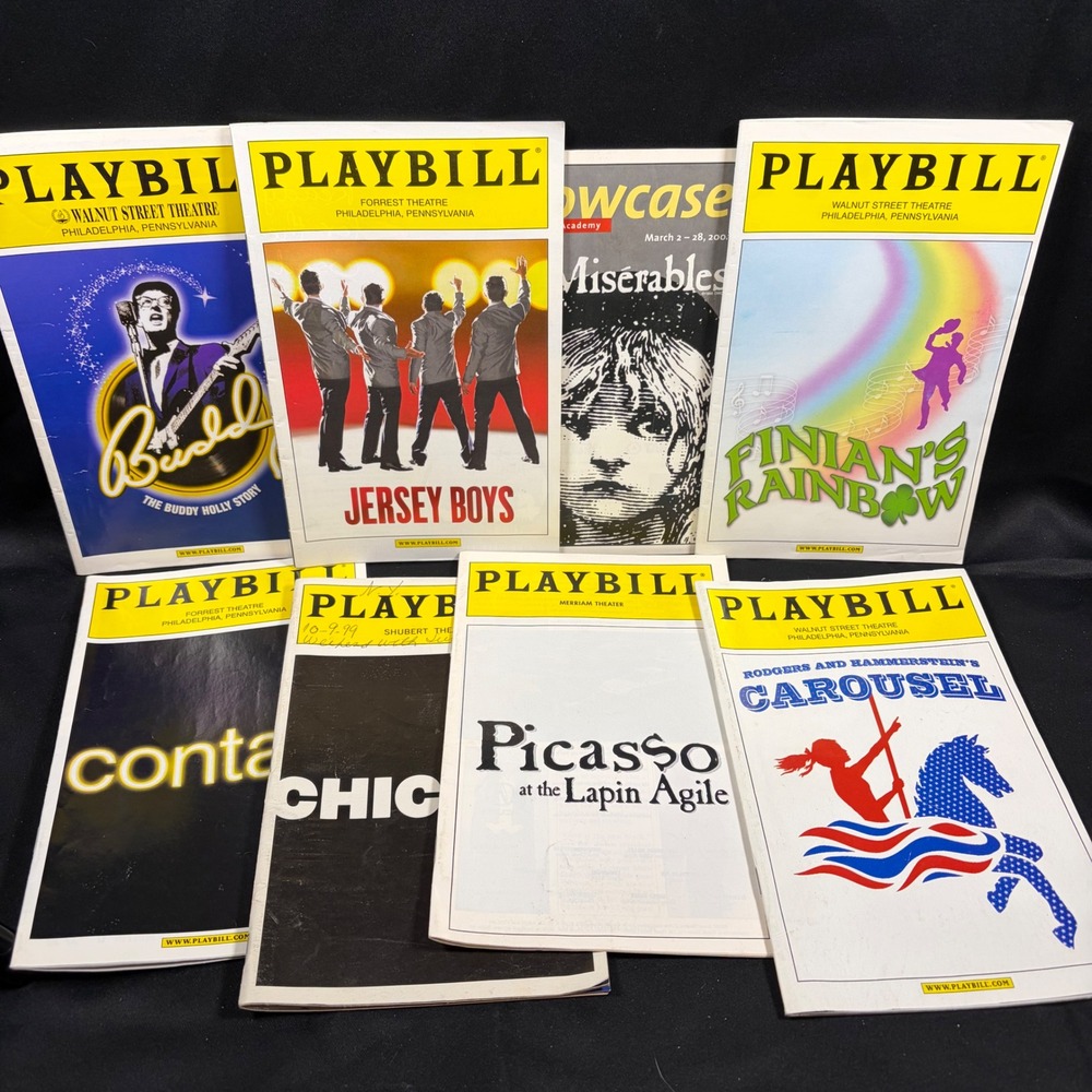 Playbill Theater Program Lot 8pc Jersey Boys Les Miserables Chicago 1999-2004